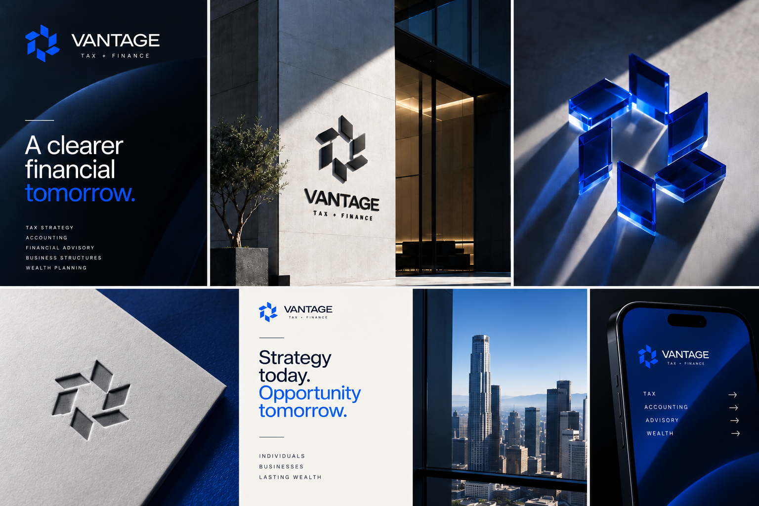 VANTAGE — A clearer financial tomorrow — brand applications